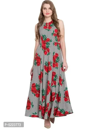 Trendy Grey Printed Crepe Long Kurta For Women-thumb0