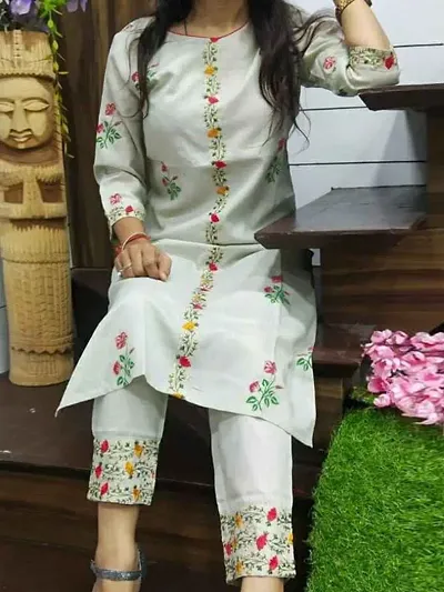 Top Rated Cotton Embroidered Straight Kurta With Pant