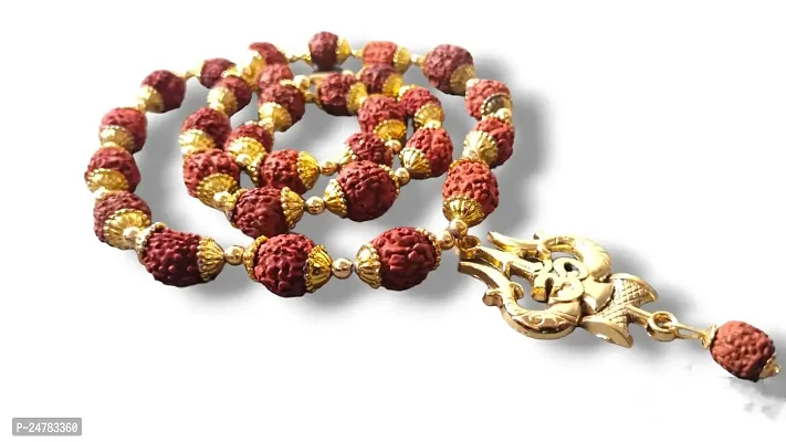 Rudraksha Golden Cap Mala Rosary Meditation Yoga Mala for Good Luck Beads Rudraksha Chain-thumb0