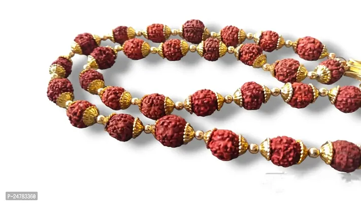 Rudraksha Golden Cap Mala Rosary Meditation Yoga Mala for Good Luck Beads Rudraksha Chain-thumb2