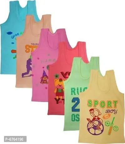 Trendy Cotton Printed Vest For Kids Pack Of 6-thumb0