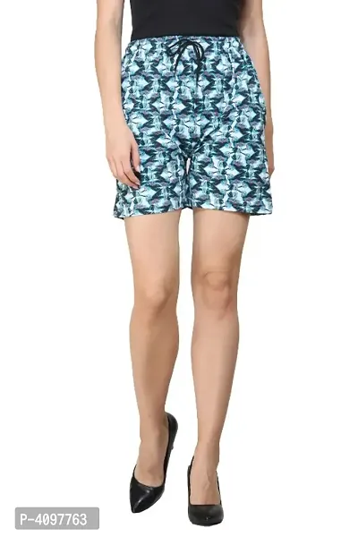 Women's Printed Multicolour Cotton Short-thumb0