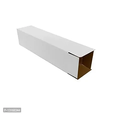 White Paper Cardboard 3 Ply Shipping Box 4.25X4.25X12.25 Inches White, Corrugated Box (10)-thumb0