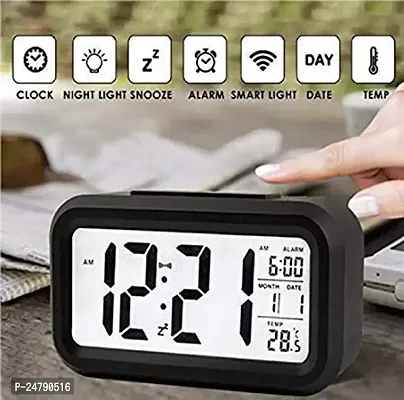 SPIRITUAL HOUSE Digital Alarm Clock - Backlight LCD Display Smart Clock with Automatic Sensor, Date and Temperature for Girls Kids Bedroom Table Desk - Black-thumb4
