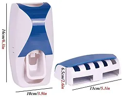 SPIRITUAL HOUSE Automatic Hands-Free Wall Mounted Toothpaste Dispenser Squeezer with Detachable 5 Hole Toothbrush Holder (Nevy Blue)-thumb2