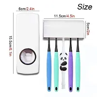 SPIRITUAL HOUSE Hands Free Wall Mounted Plastic Dust Proof Automatic Toothpaste Dispenser and Detachable Hole 5 Toothbrush Holder-thumb2