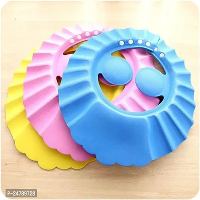 SPIRITUAL HOUSE New Adjustable Safe Soft Bathing Baby Shower Cap Wash Hair for Children Baby Eye Ear Protector Adjustable Leaves Shape Bathing Shower/Shamoo Cap Hat Pack of 1 Baby Shower Cap-thumb4