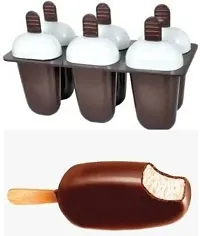 SPIRITUAL HOUSE Kulfi Maker Moulds Ice Cream Moulds Candy Mould with Stick Ice Cream Maker Candy Maker Kids Ice Cream Tray Holder Plastic Ice Candy Maker Kulfi Maker Moulds Set with 6 Cups (Brown)-thumb2