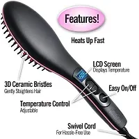 SPIRITUAL HOUSE Simply Ceramic Hair Straightener Brush with Temperature Control, Black-thumb2