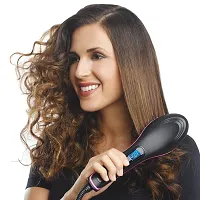 SPIRITUAL HOUSE Simply Ceramic Hair Straightener Brush with Temperature Control, Black-thumb1