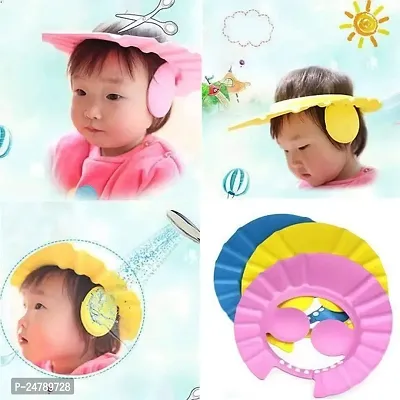 SPIRITUAL HOUSE New Adjustable Safe Soft Bathing Baby Shower Cap Wash Hair for Children Baby Eye Ear Protector Adjustable Leaves Shape Bathing Shower/Shamoo Cap Hat Pack of 1 Baby Shower Cap-thumb5