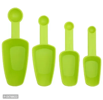 SPIRITUAL HOUSE? 4 Pieces 2 in 1 Green Color Cooking Baking Measuring Spoons with Teaspoons Tablespoons (Green)