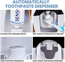 SPIRITUAL HOUSE Toothbrush Holder with Cover Automatic Toothpaste Set Dustproof with 3M Sticky Suction Pad Wall Mounted Kids Hands Free Toothpaste Squeezer for Bathroom (Blue)-thumb4