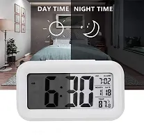 SPIRITUAL HOUSE Rectangle Shape Digital Alarm Clock | Smart Optical Black-Light Control LCD Clock | with Date, Time  with Automatic Optical Sensor Indoor Temperature and Many More Features (White)-thumb4