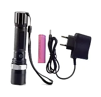 SPIRITUAL HOUSE Plastic Flashlight Torch with LED Bulb, AC Adaptor, DC Car Charger and Rechargeable Battery, Black-thumb3