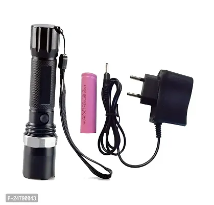 SPIRITUAL HOUSE Plastic Flashlight Torch with LED Bulb, AC Adaptor, DC Car Charger and Rechargeable Battery, Black-thumb4