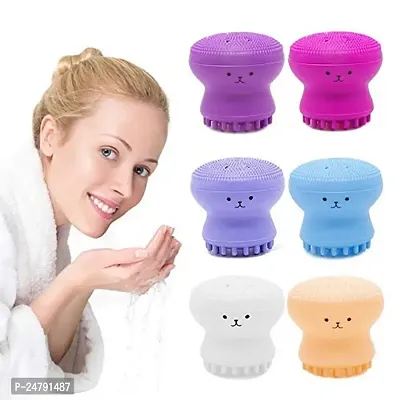 SPIRITUAL HOUSE Octopus Design Silicone Facial Cleansing Brush Face Exfoliate Massage Beauty Tool  Loofah For Bath Sponge,Bathing Scrub - 1 piece (Random colour)-thumb2