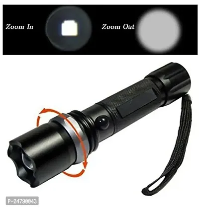 SPIRITUAL HOUSE Plastic Flashlight Torch with LED Bulb, AC Adaptor, DC Car Charger and Rechargeable Battery, Black-thumb5