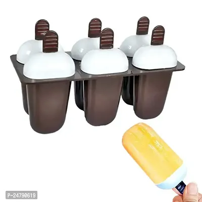 SPIRITUAL HOUSE Kulfi Maker Moulds Ice Cream Moulds Candy Mould with Stick Ice Cream Maker Candy Maker Kids Ice Cream Tray Holder Plastic Ice Candy Maker Kulfi Maker Moulds Set with 6 Cups (Brown)-thumb2