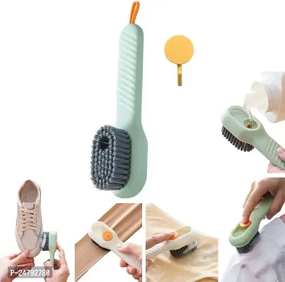 SPIRITUAL HOUSE Multifunctional Cleaning Brush with Soap Dispenser Soap Dispensing Cleaning Brush, Long Handle Press Type Automatic Liquid Shoe Brush Use Bathroom