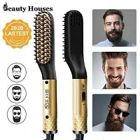 SPIRITUAL HOUSE Beard Straightener Beard Balm Beard Comb  Beard E-Book Patented Design 3 in 1 Hair Straightener Brush Beard Straightening Comb, Men Women (Multicolor)-thumb1