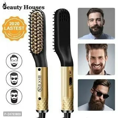 SPIRITUAL HOUSE Beard Straightener Beard Balm Beard Comb  Beard E-Book Patented Design 3 in 1 Hair Straightener Brush Beard Straightening Comb, Men Women (Multicolor)-thumb2