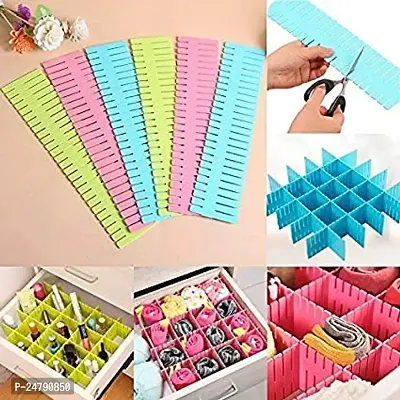 SPIRITUAL HOUSE Adjustable Stretchable Interlocking Drawer Clapboard Divider/Grid Closet Sorting Partition/Plastic Strips Separators Cabinet Storage Box Socks/Makeup,18 Pcs,Multi Color