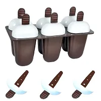 SPIRITUAL HOUSE Kulfi Maker Moulds Ice Cream Moulds Candy Mould with Stick Ice Cream Maker Candy Maker Kids Ice Cream Tray Holder Plastic Ice Candy Maker Kulfi Maker Moulds Set with 6 Cups (Brown)-thumb3