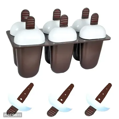 SPIRITUAL HOUSE Kulfi Maker Moulds Ice Cream Moulds Candy Mould with Stick Ice Cream Maker Candy Maker Kids Ice Cream Tray Holder Plastic Ice Candy Maker Kulfi Maker Moulds Set with 6 Cups (Brown)-thumb4