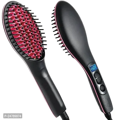 SPIRITUAL HOUSE Simply Ceramic Hair Straightener Brush with Temperature Control, Black