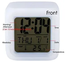 SPIRITUAL HOUSE Magic Digital Calendar, Timer Watch, Temperature Light Operated LED Plastic Alarm Clock with Automatic 7 Color Changing-thumb1