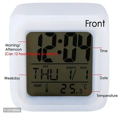 SPIRITUAL HOUSE Magic Digital Calendar, Timer Watch, Temperature Light Operated LED Plastic Alarm Clock with Automatic 7 Color Changing-thumb2