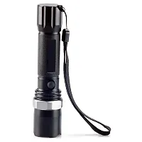 SPIRITUAL HOUSE Plastic Flashlight Torch with LED Bulb, AC Adaptor, DC Car Charger and Rechargeable Battery, Black-thumb2