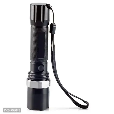 SPIRITUAL HOUSE Plastic Flashlight Torch with LED Bulb, AC Adaptor, DC Car Charger and Rechargeable Battery, Black-thumb3