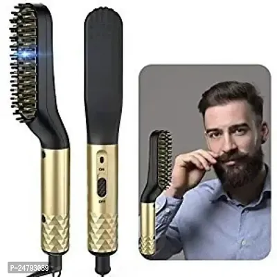 SPIRITUAL HOUSE Beard Straightener Beard Balm Beard Comb  Beard E-Book Patented Design 3 in 1 Hair Straightener Brush Beard Straightening Comb, Men Women (Multicolor)