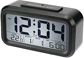 SPIRITUAL HOUSE Digital Alarm Clock - Backlight LCD Display Smart Clock with Automatic Sensor, Date and Temperature for Girls Kids Bedroom Table Desk - Black-thumb1