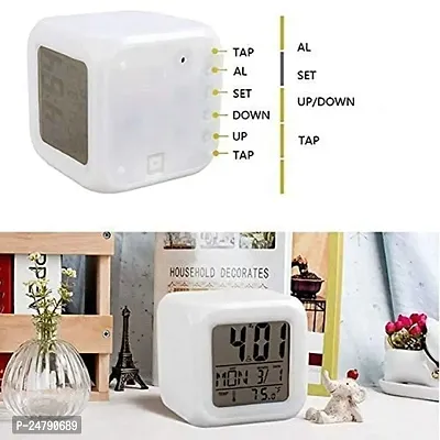 SPIRITUAL HOUSE Magic Digital Calendar, Timer Watch, Temperature Light Operated LED Plastic Alarm Clock with Automatic 7 Color Changing-thumb4