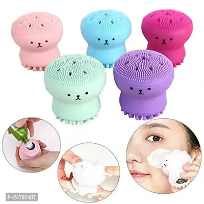 SPIRITUAL HOUSE Octopus Design Silicone Facial Cleansing Brush Face Exfoliate Massage Beauty Tool  Loofah For Bath Sponge,Bathing Scrub - 1 piece (Random colour)-thumb5