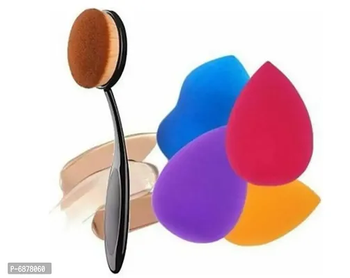 Foundation Brush And Makeup Puff Pack of 5-thumb0