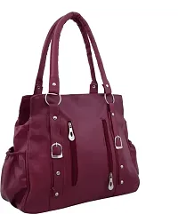 Beautiful Womens Maroon Canvas  Leather Handbag-thumb1