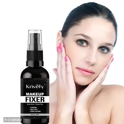 Krivety Long Stay Non Sticky Makeup Fixer, Setting Spray for Face Makeup with Aloevera and Green Tea 50 ml