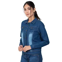 Dress Closet Full Sleeve Blue Solid Women's Denim Jacket-thumb3