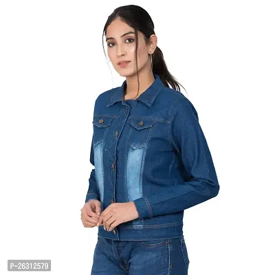 Dress Closet Full Sleeve Blue Solid Women's Denim Jacket-thumb4