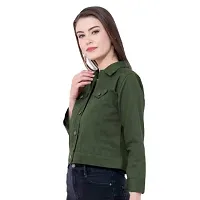 Dress closet Full Sleeve Solid Women Denim Jacket Regular fit (XL, Green)-thumb2