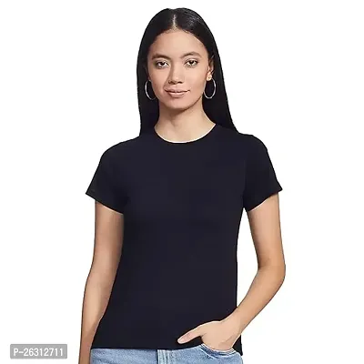 Dress closet Women's Plain Half Sleeve T-Shirt (Pack of 1) Black-thumb0