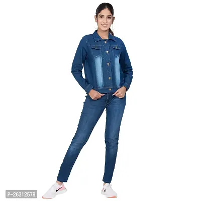 Dress Closet Full Sleeve Blue Solid Women's Denim Jacket-thumb5