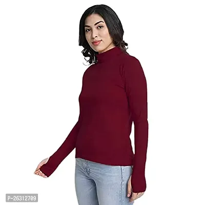 Dress closet Casual Regular Sleeves Solid Women Top (S, Maroon)-thumb3