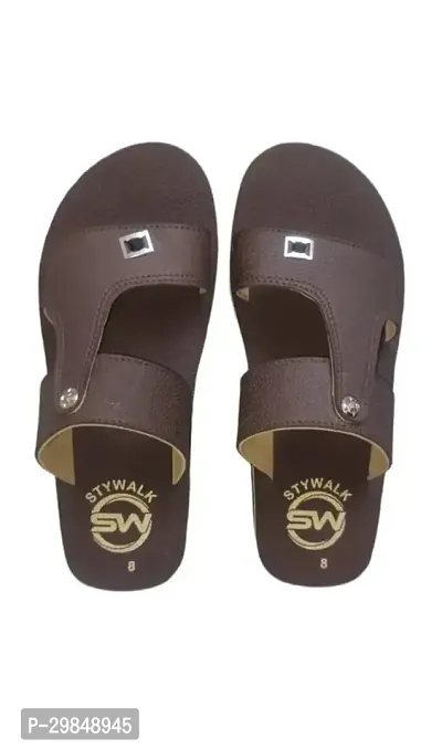 Stylish Brown Synthetic Flip Flops For Men-thumb0