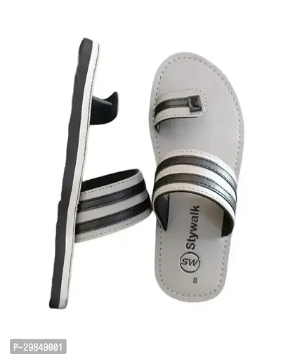 Stylish Grey Synthetic Flip Flops For Men-thumb0