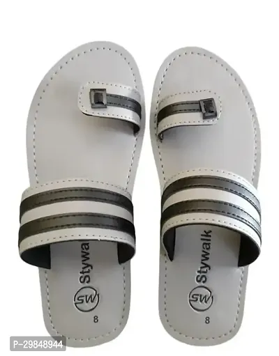 Stylish Grey Synthetic Flip Flops For Men-thumb0